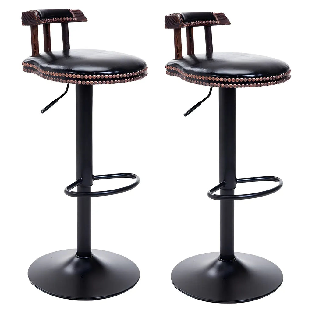 Tabourets de bar ronds en cuir de style industriel, réglables