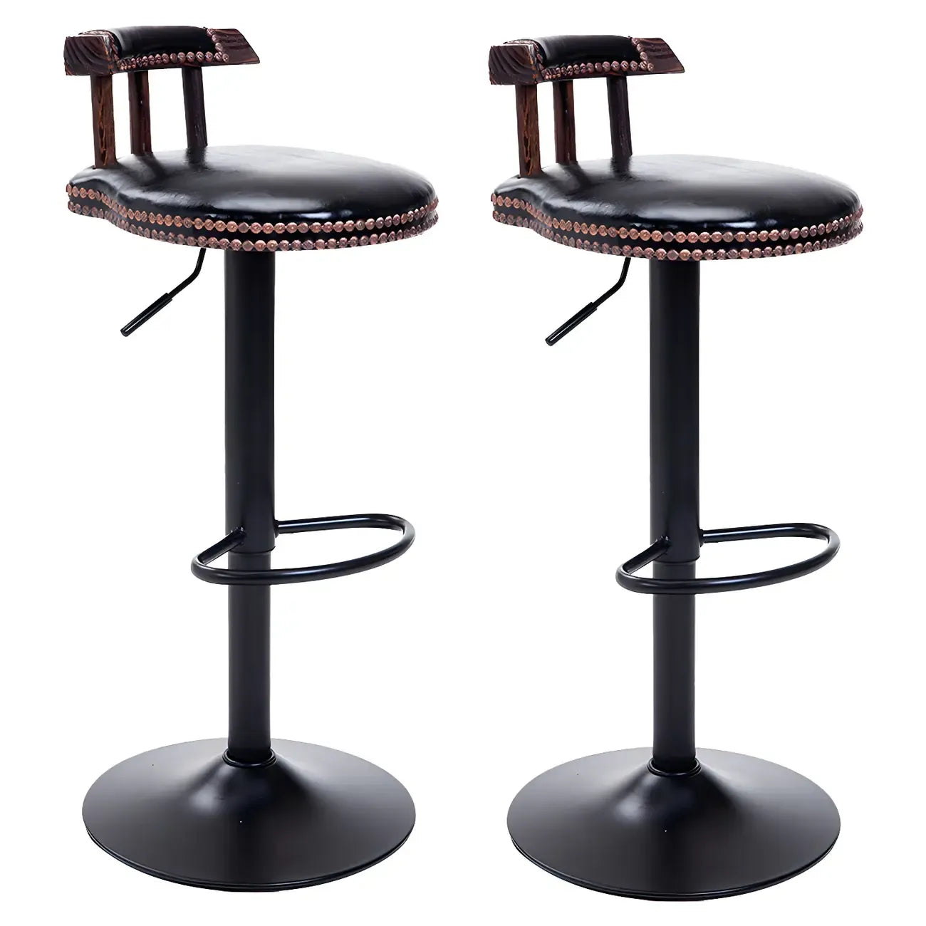 Tabourets de bar ronds en cuir de style industriel, réglables