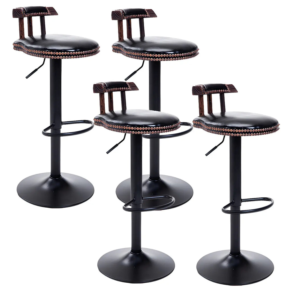 Tabourets de bar ronds en cuir de style industriel, réglables