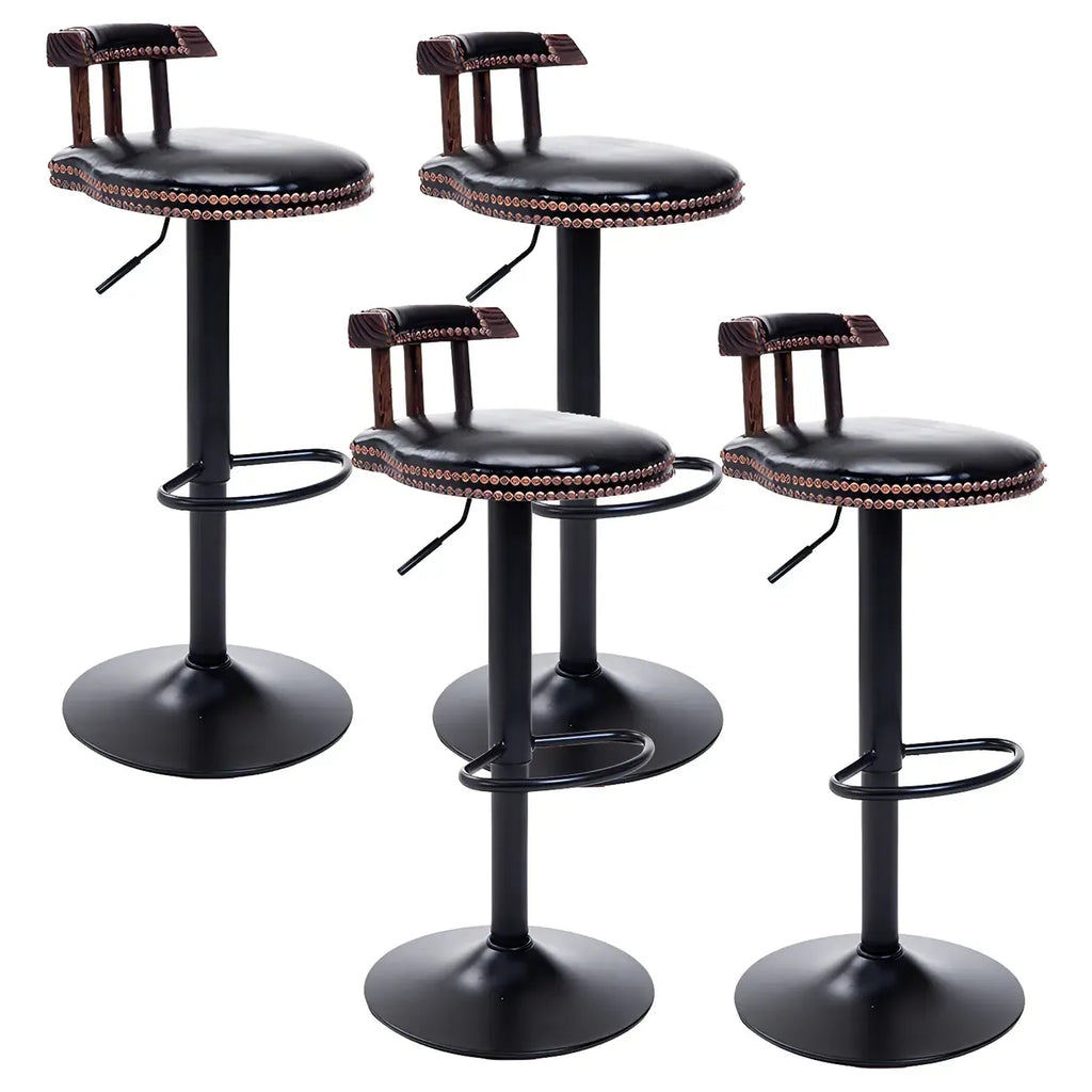 Tabourets de bar ronds en cuir de style industriel, réglables