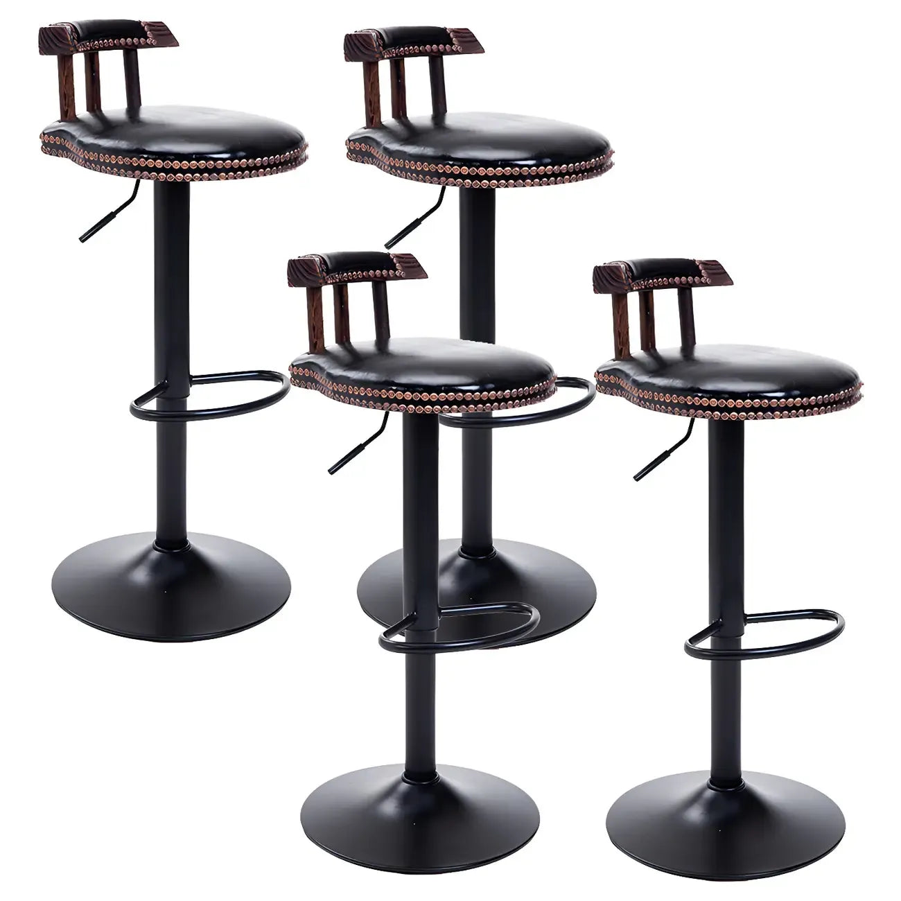 Tabourets de bar ronds en cuir de style industriel, réglables