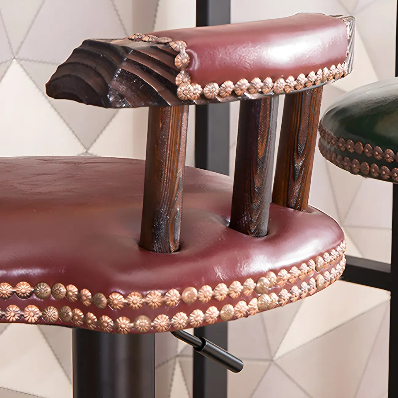 Tabourets de bar ronds en cuir de style industriel, réglables