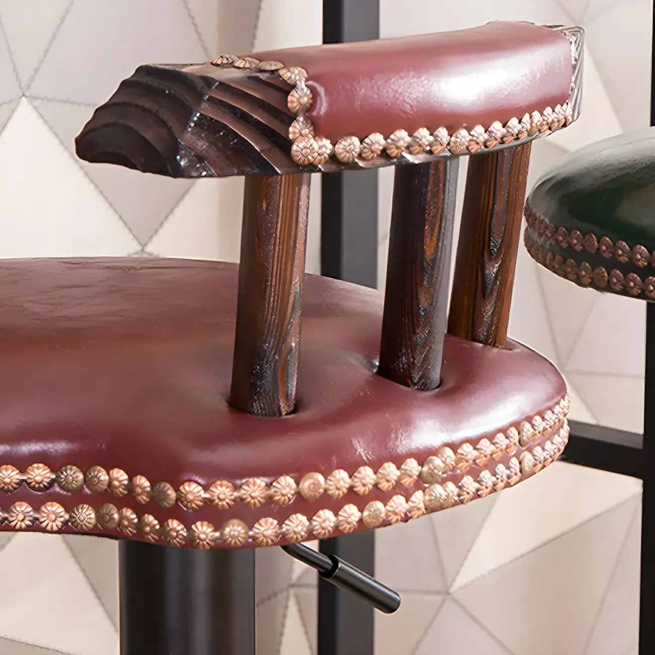 Tabourets de bar ronds en cuir de style industriel, réglables