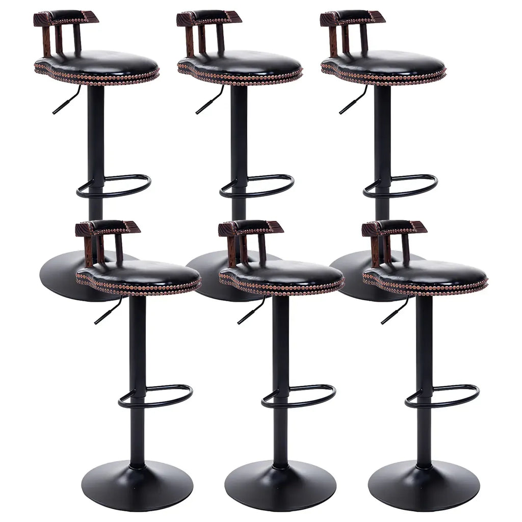 Tabourets de bar ronds en cuir de style industriel, réglables