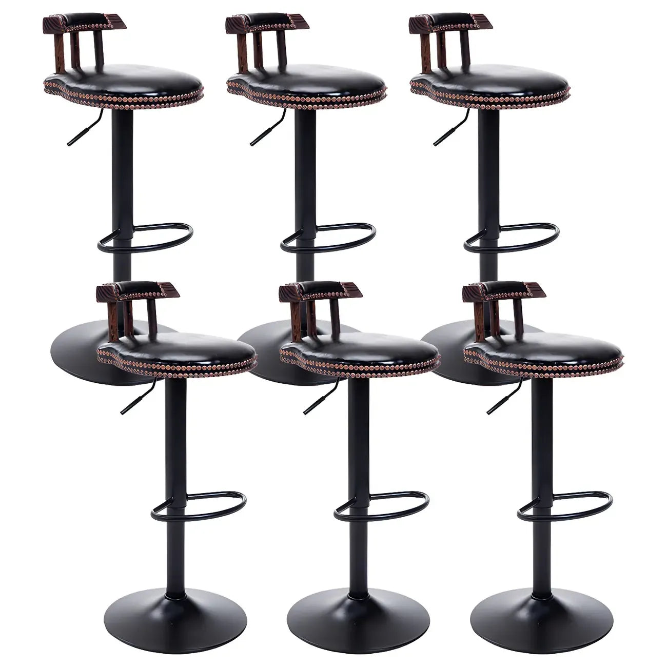 Tabourets de bar ronds en cuir de style industriel, réglables