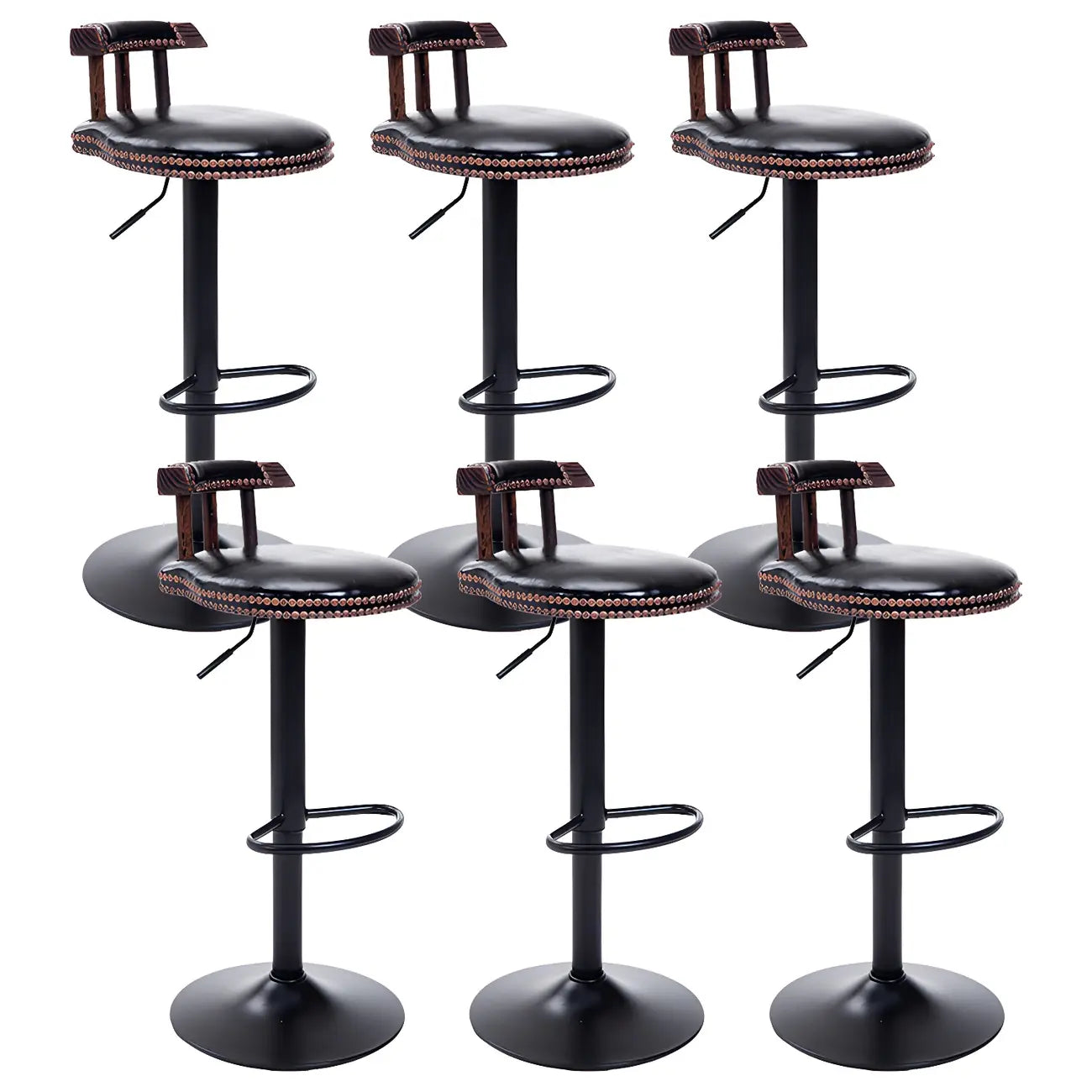 Tabourets de bar ronds en cuir de style industriel, réglables