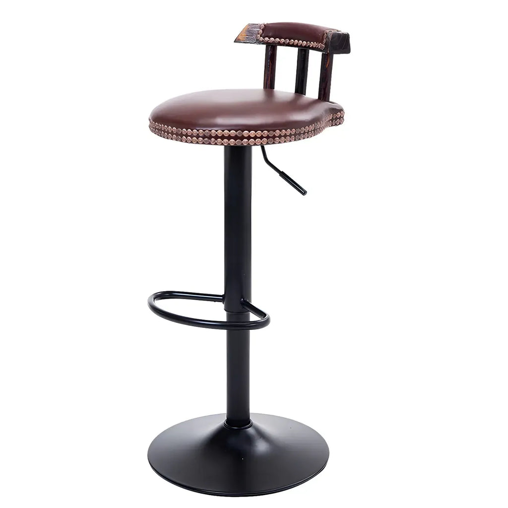 Tabourets de bar ronds en cuir de style industriel, réglables