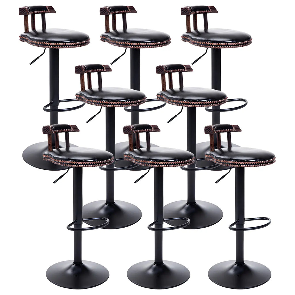 Tabourets de bar ronds en cuir de style industriel, réglables
