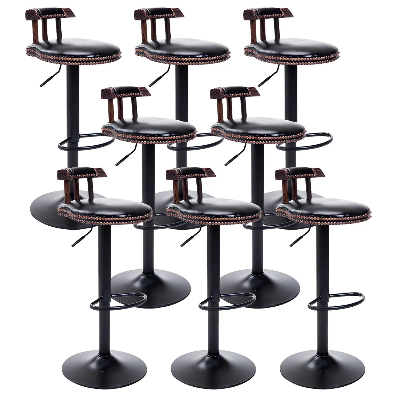 Tabourets de bar ronds en cuir de style industriel, réglables