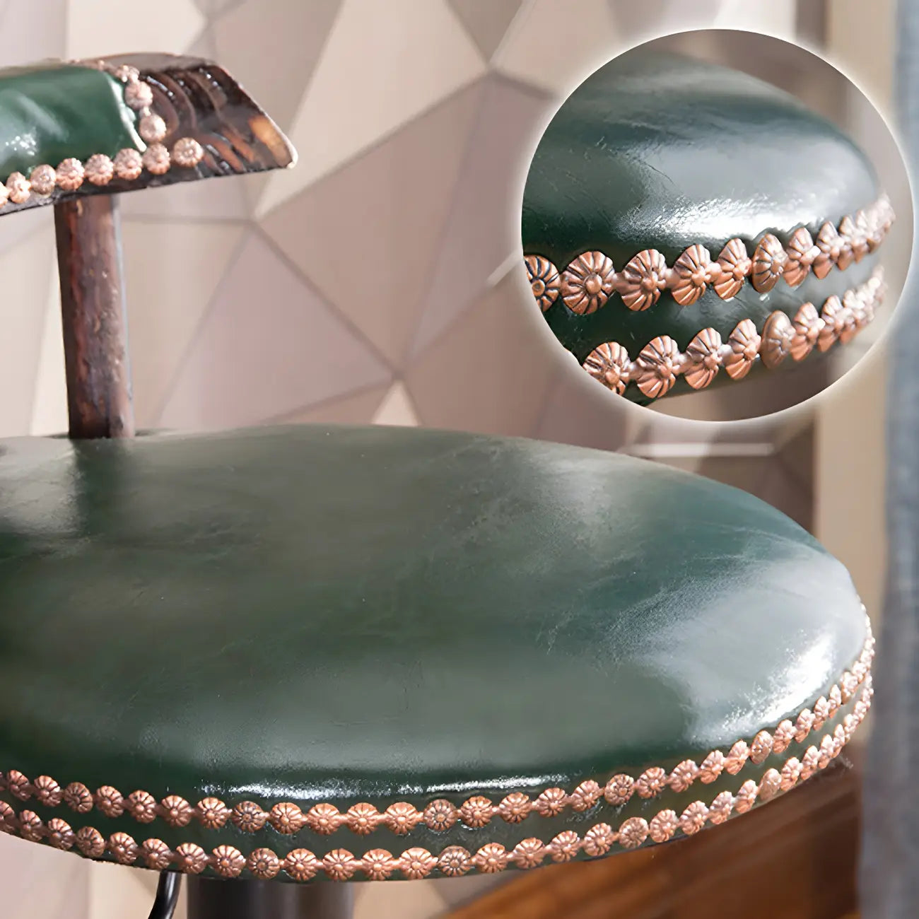 Tabourets de bar ronds en cuir de style industriel, réglables