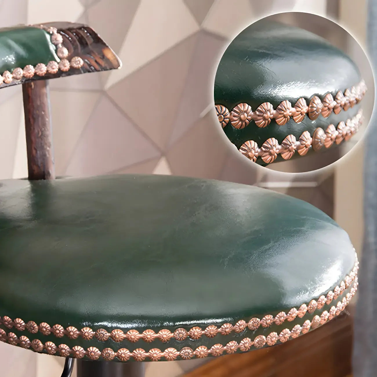 Tabourets de bar ronds en cuir de style industriel, réglables