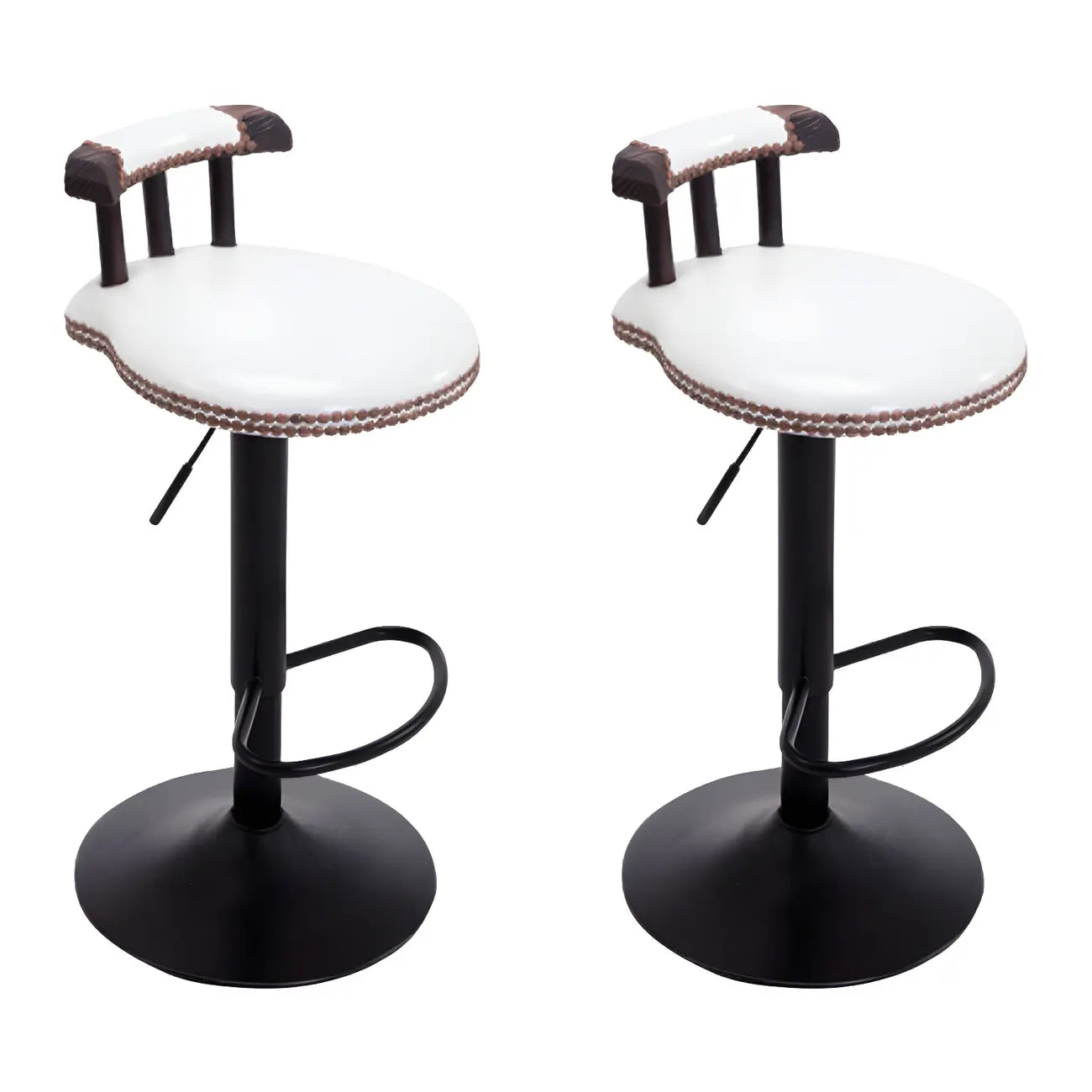 Tabourets de bar ronds en cuir de style industriel, réglables