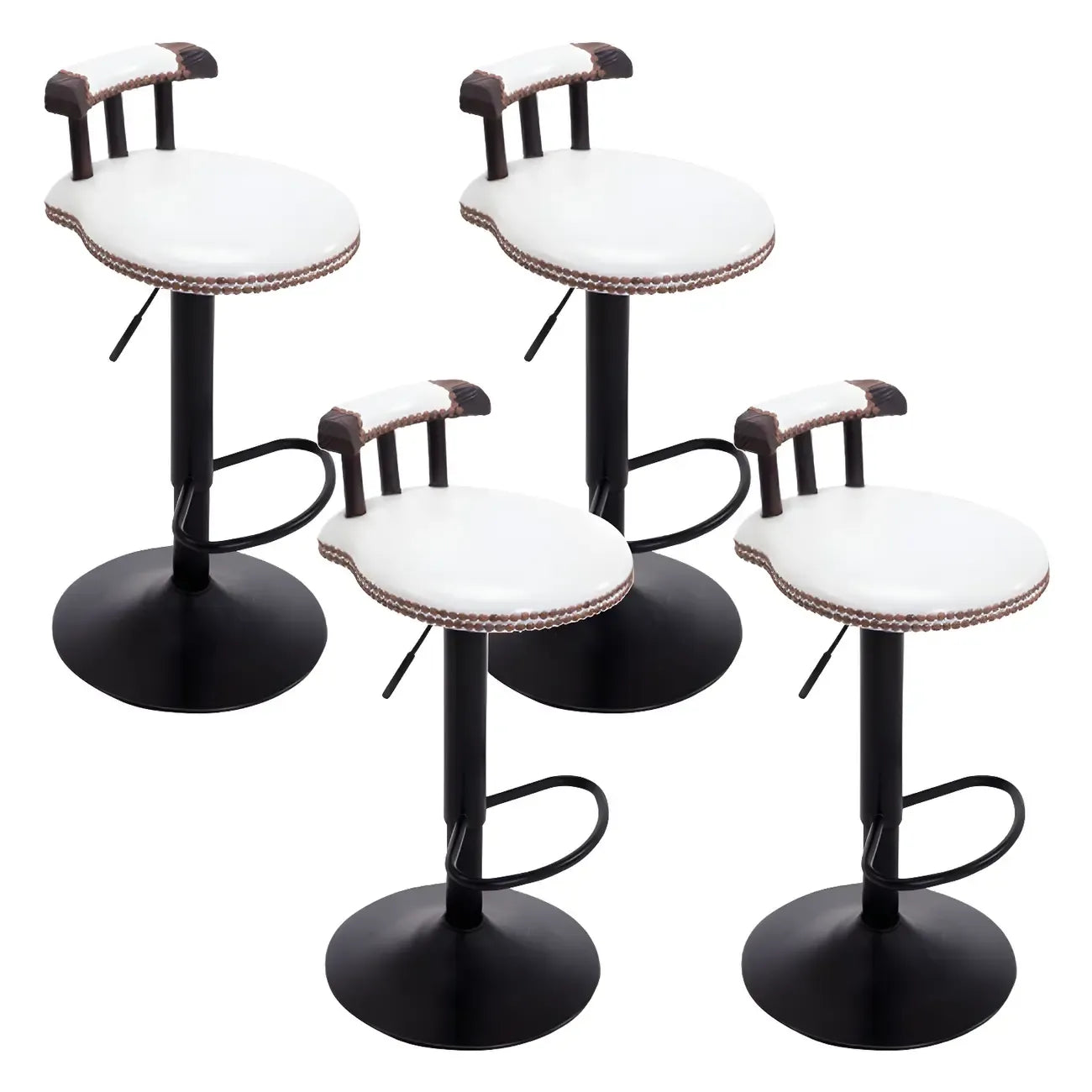 Tabourets de bar ronds en cuir de style industriel, réglables