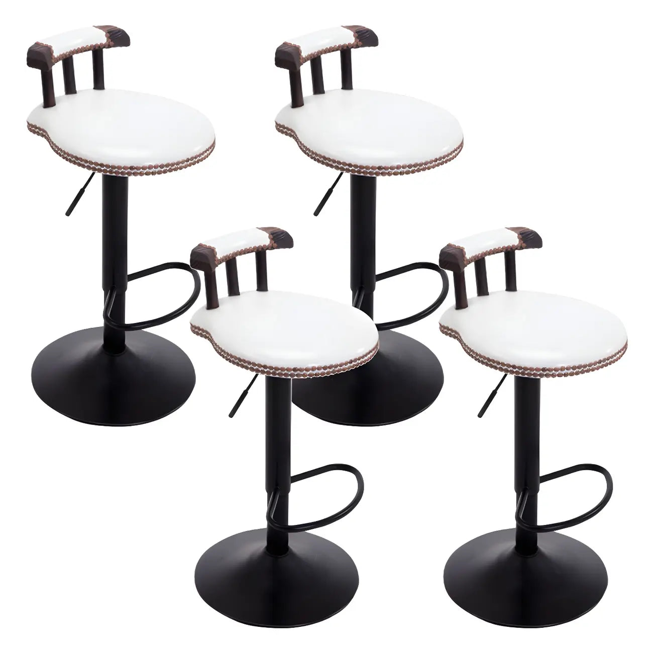 Tabourets de bar ronds en cuir de style industriel, réglables