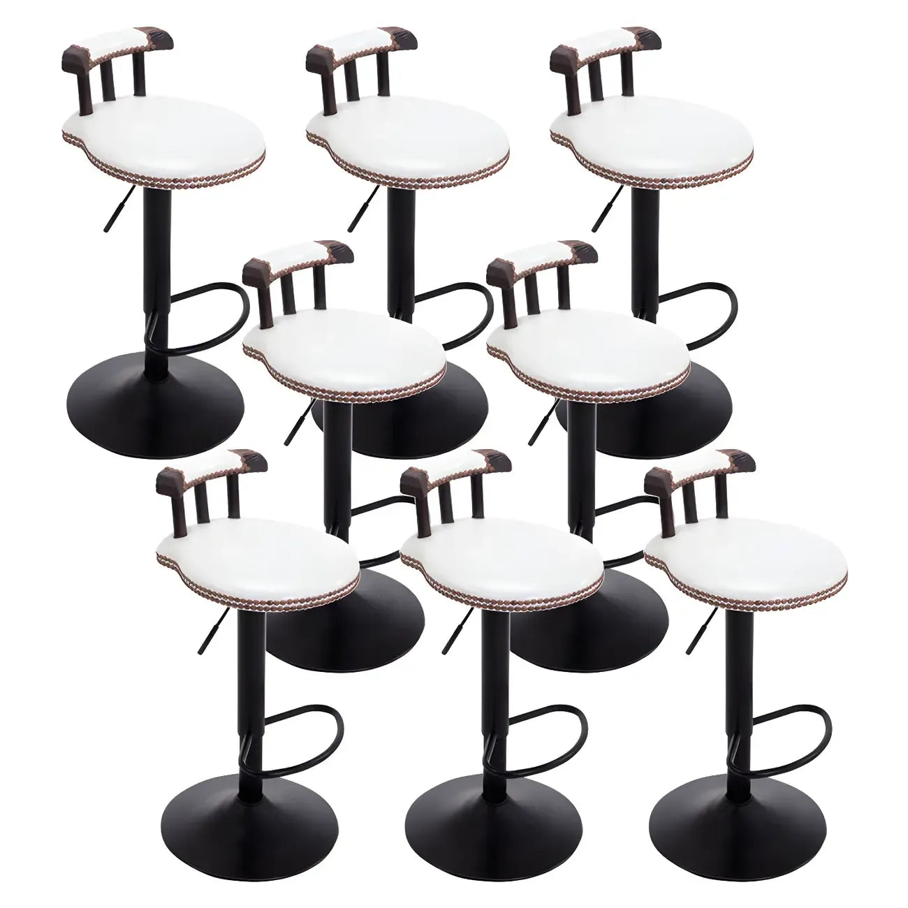 Tabourets de bar ronds en cuir de style industriel, réglables