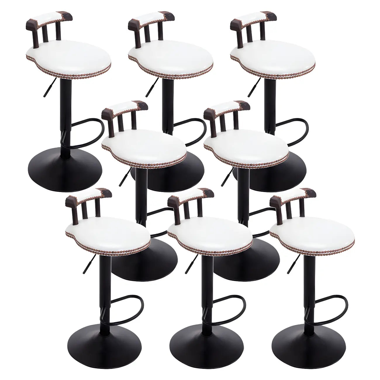 Tabourets de bar ronds en cuir de style industriel, réglables
