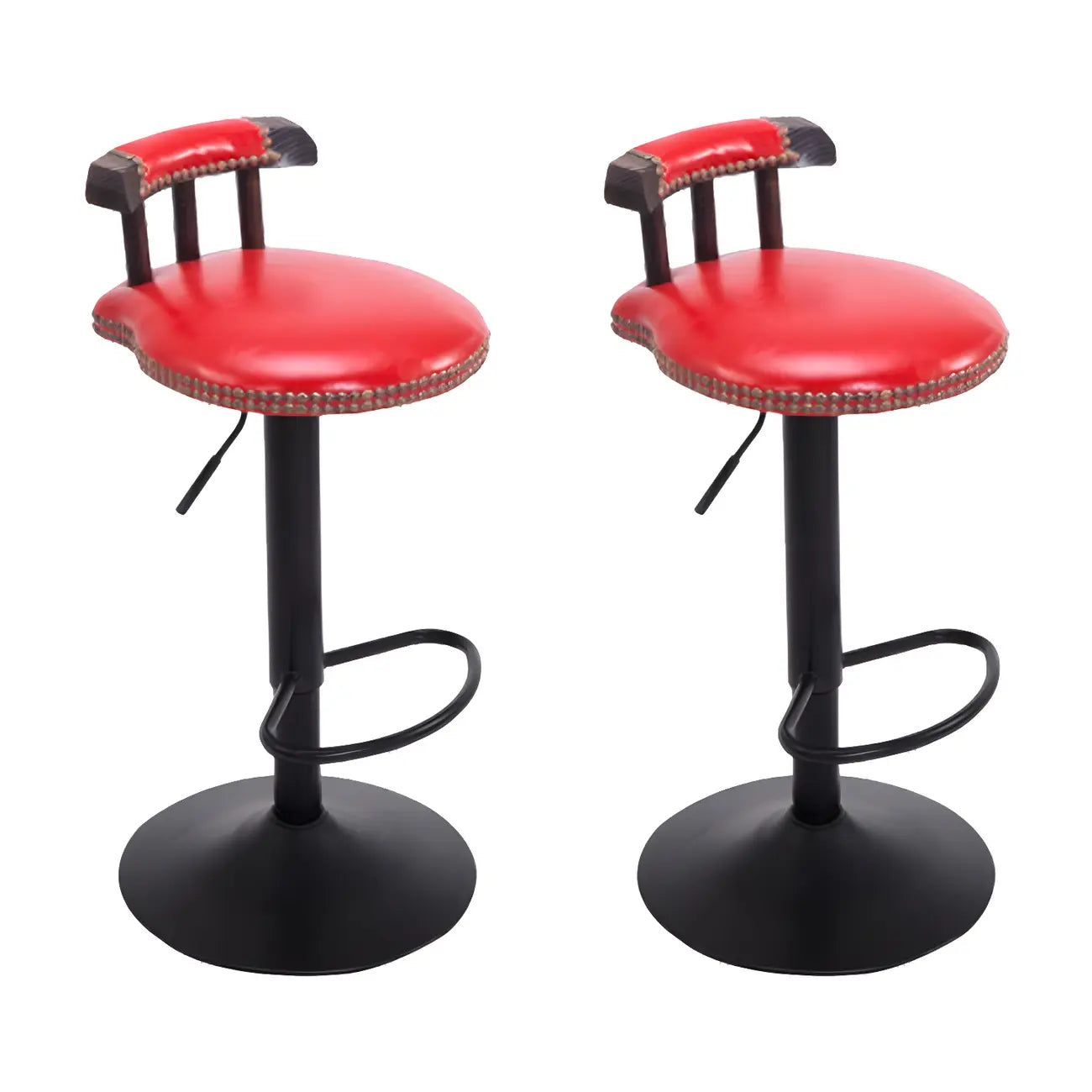 Tabourets de bar ronds en cuir de style industriel, réglables