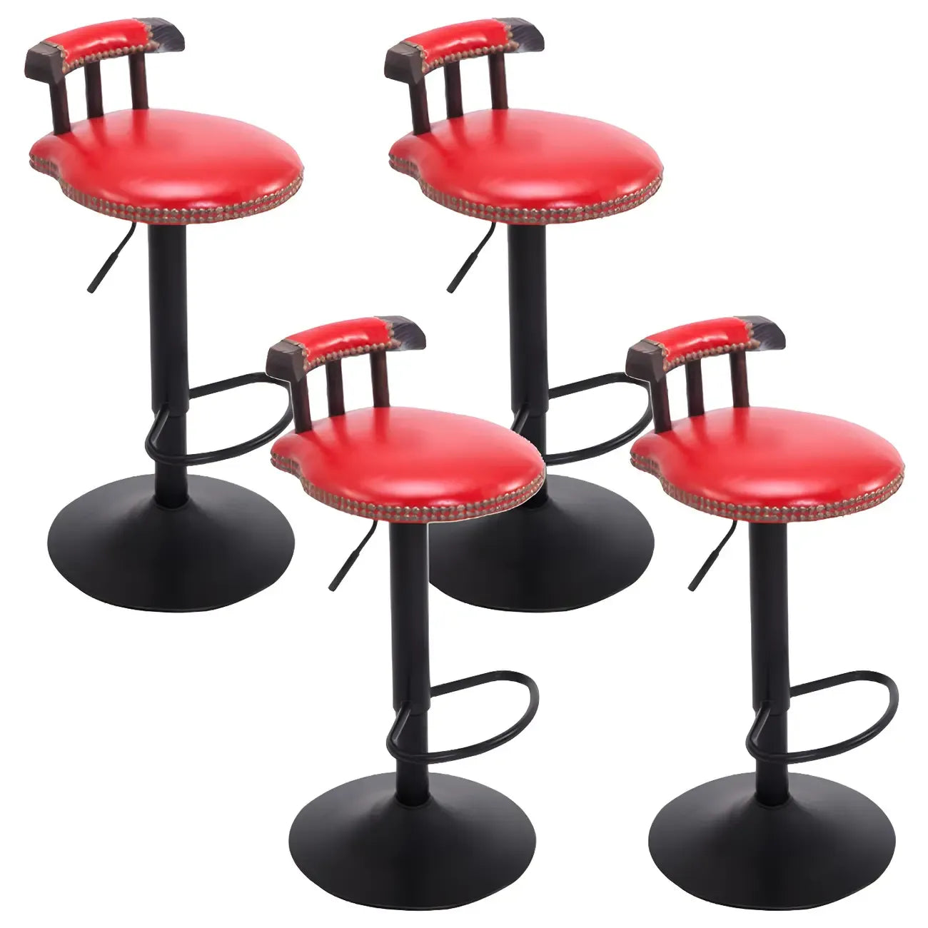 Tabourets de bar ronds en cuir de style industriel, réglables