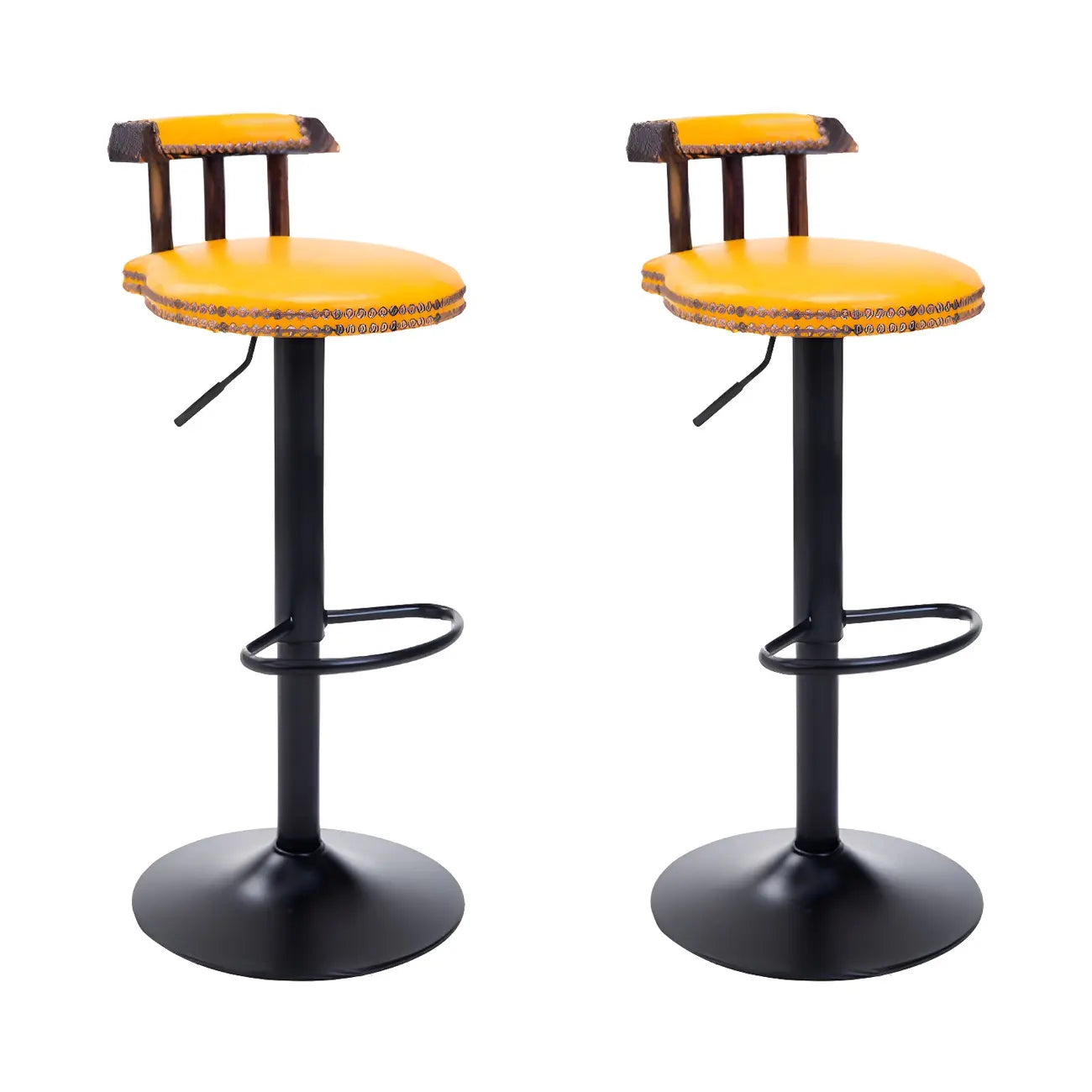 Tabourets de bar ronds en cuir de style industriel, réglables