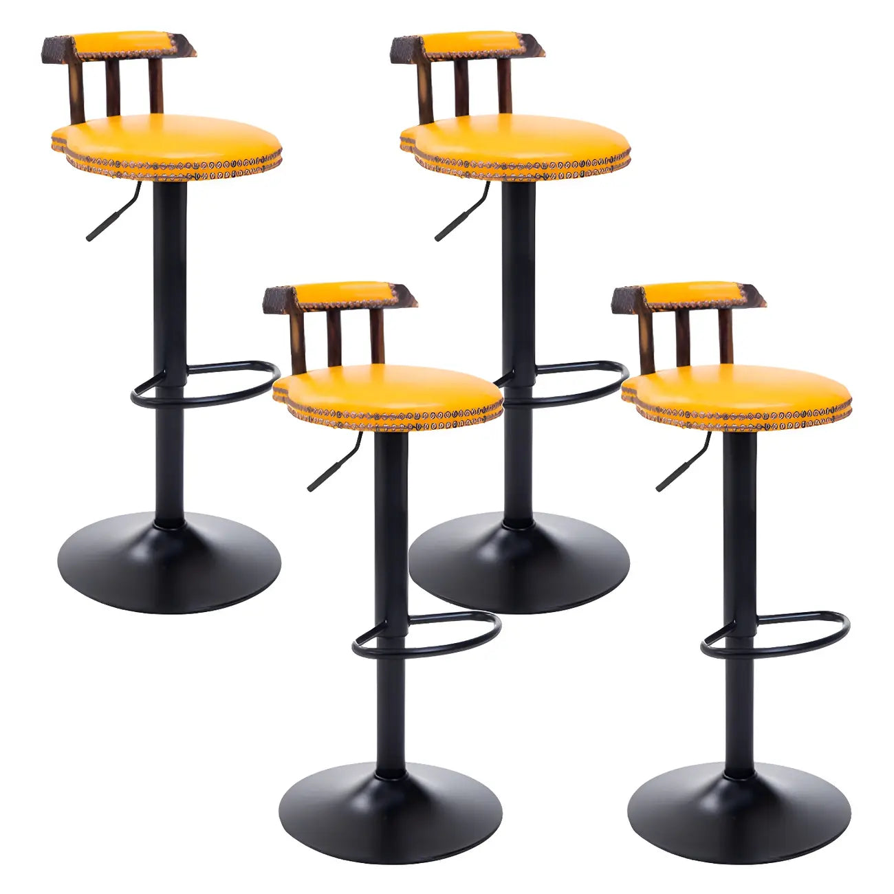 Tabourets de bar ronds en cuir de style industriel, réglables