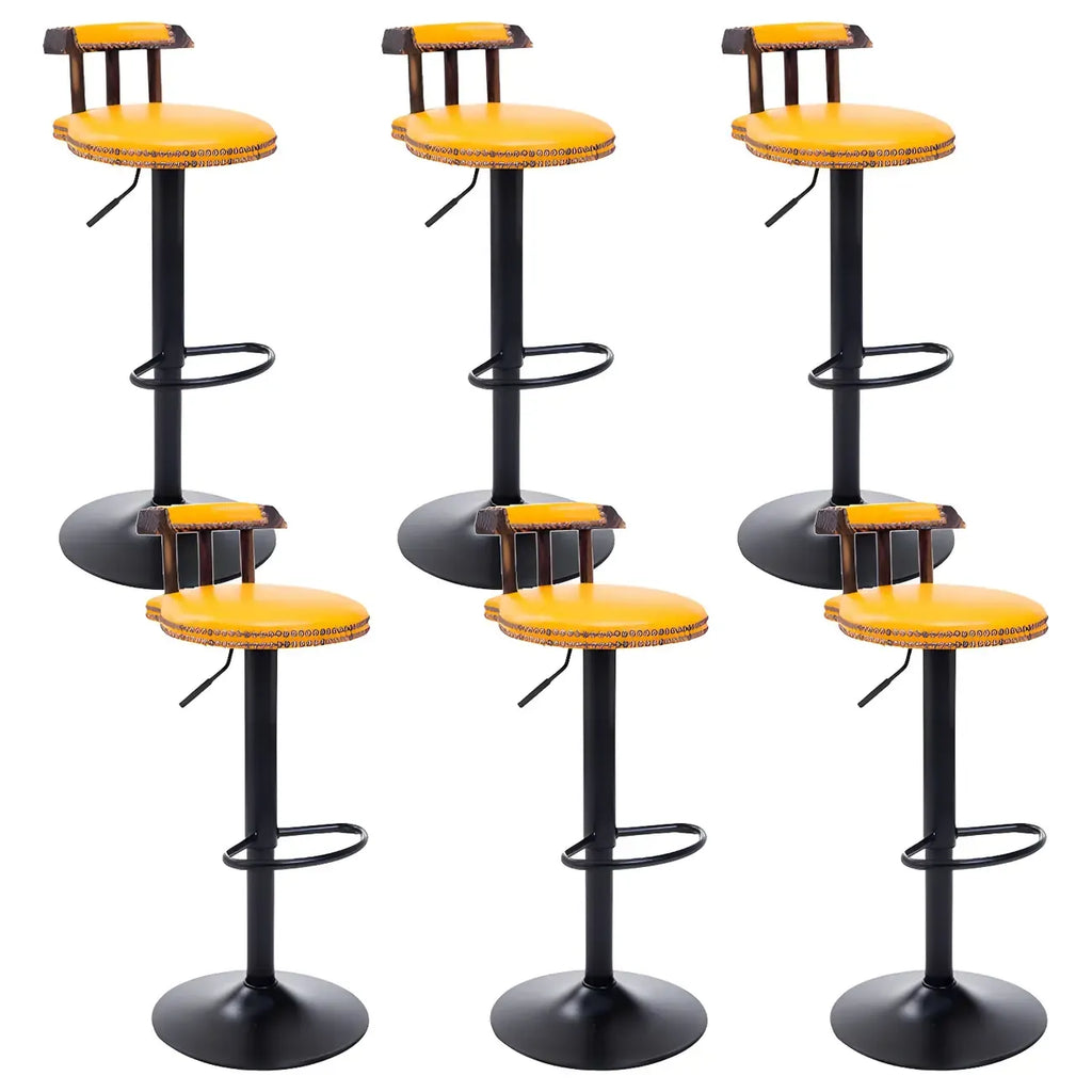 Tabourets de bar ronds en cuir de style industriel, réglables