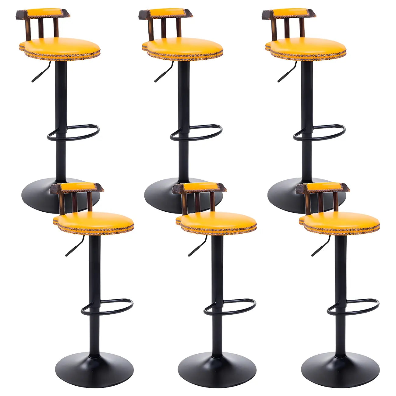 Tabourets de bar ronds en cuir de style industriel, réglables