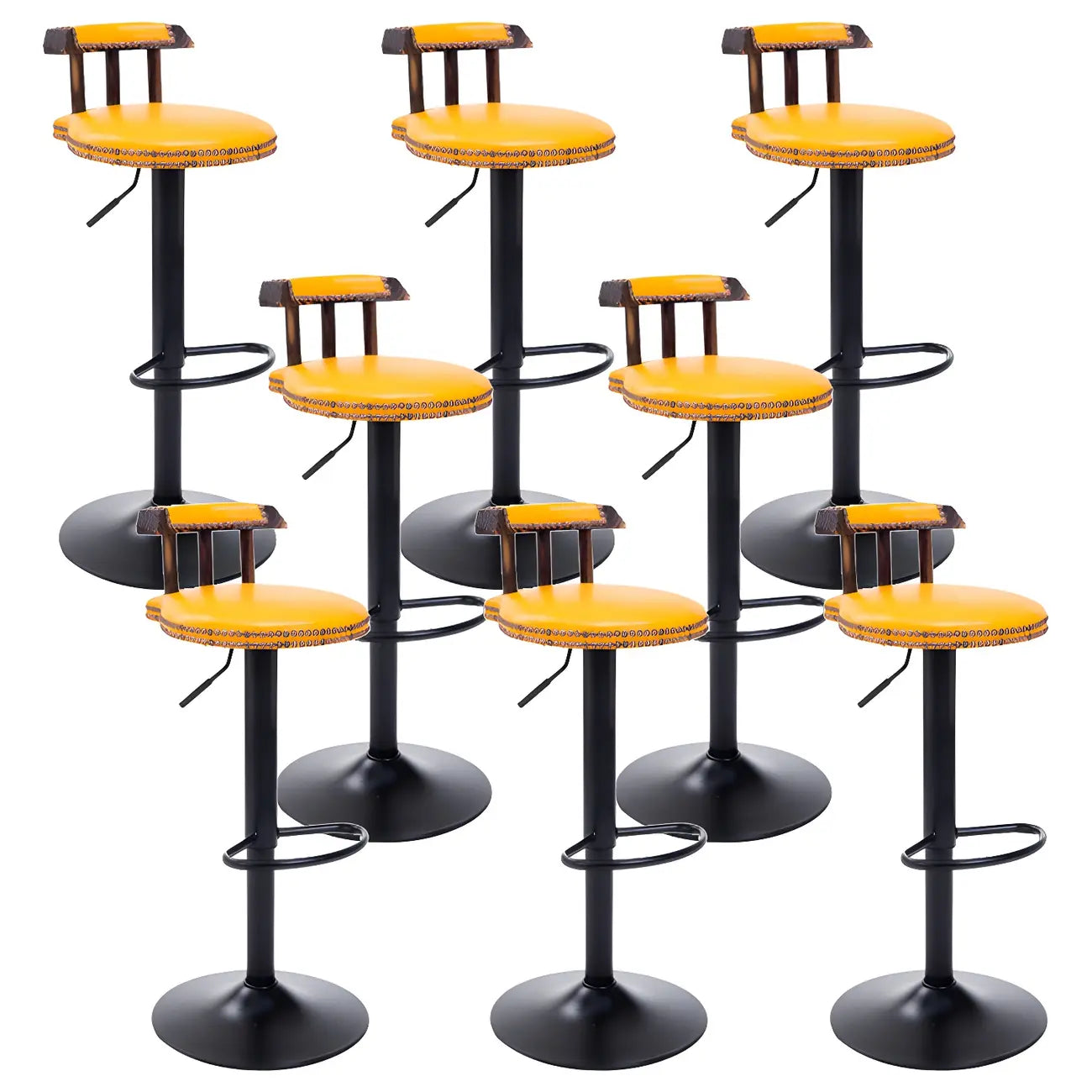 Tabourets de bar ronds en cuir de style industriel, réglables