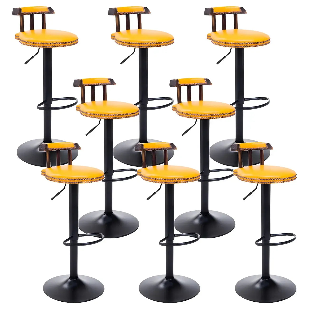 Tabourets de bar ronds en cuir de style industriel, réglables