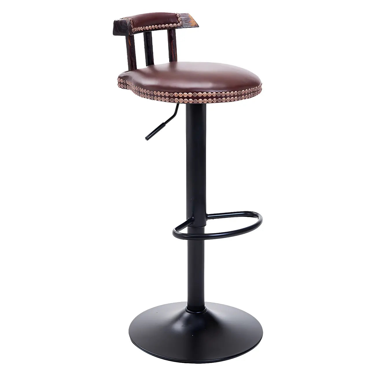 Tabourets de bar ronds en cuir de style industriel, réglables