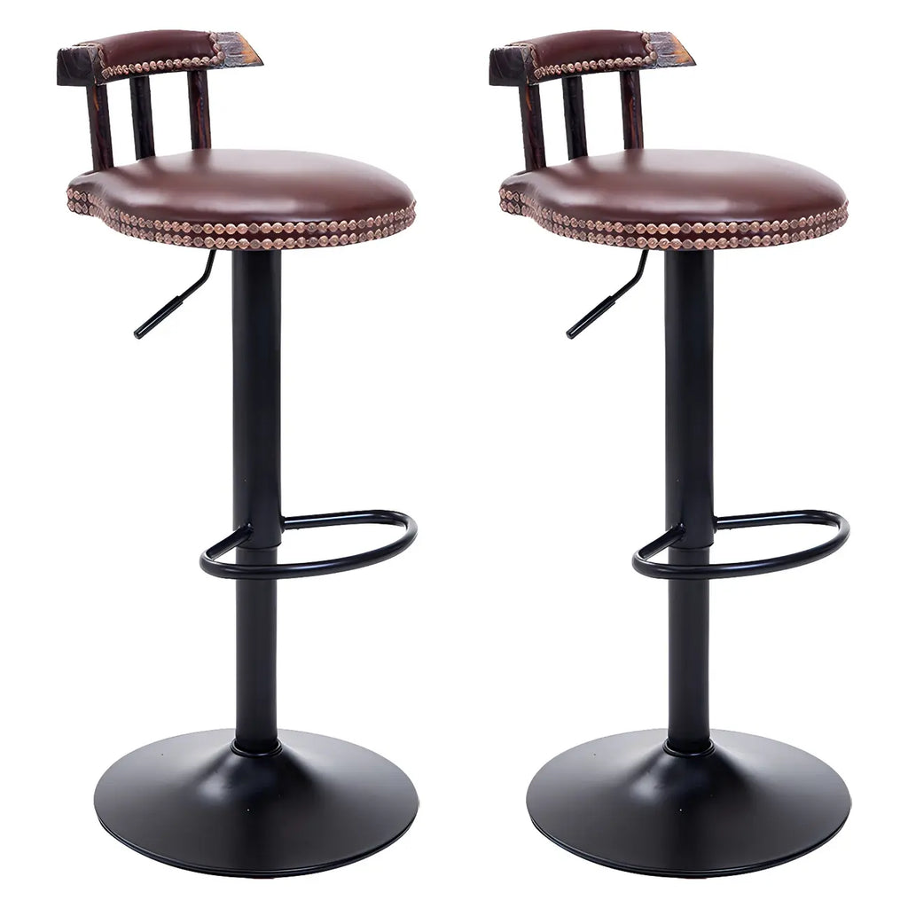 Tabourets de bar ronds en cuir de style industriel, réglables