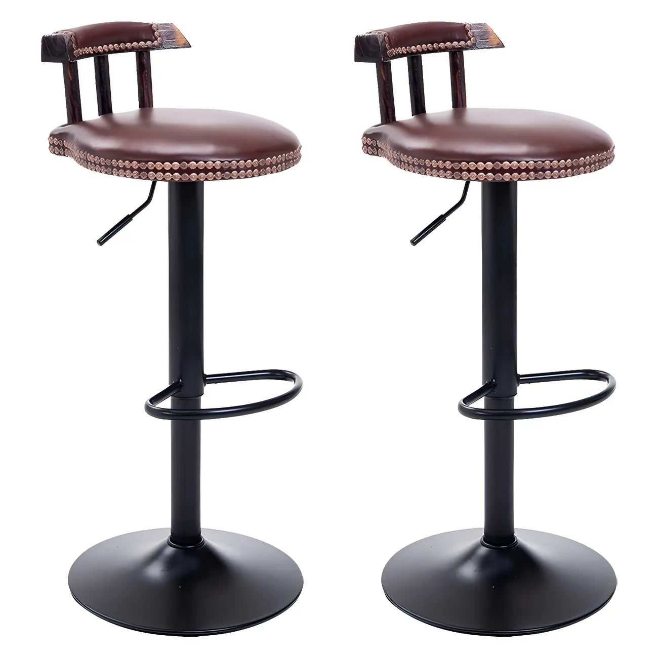Tabourets de bar ronds en cuir de style industriel, réglables