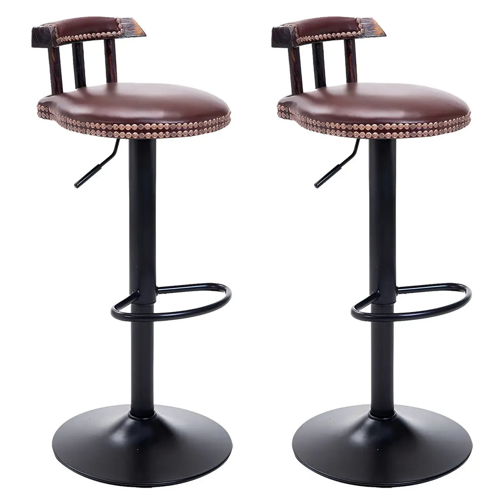 Tabourets de bar ronds en cuir de style industriel, réglables