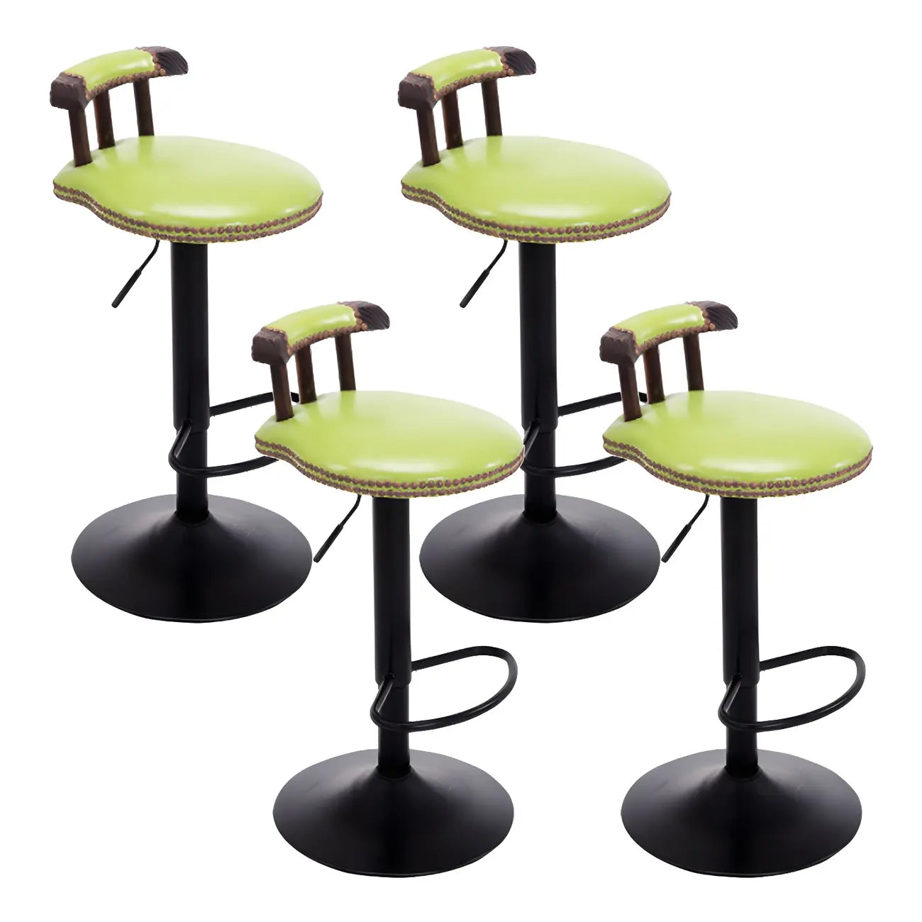Tabourets de bar ronds en cuir de style industriel, réglables