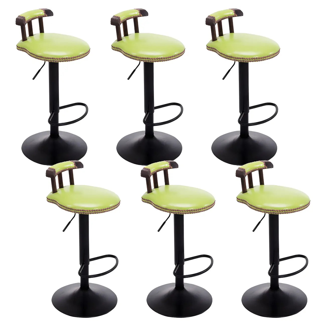 Tabourets de bar ronds en cuir de style industriel, réglables