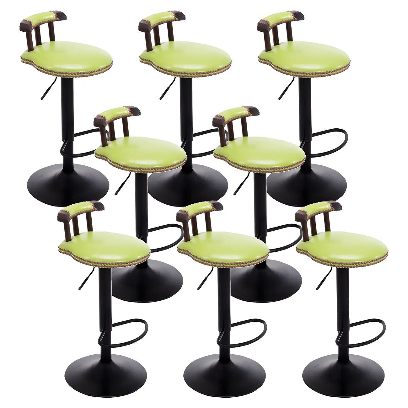 Tabourets de bar ronds en cuir de style industriel, réglables
