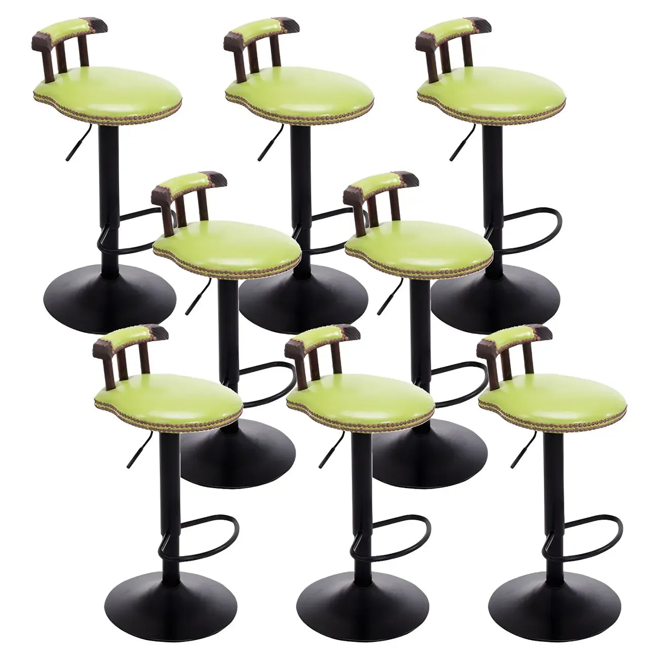 Tabourets de bar ronds en cuir de style industriel, réglables