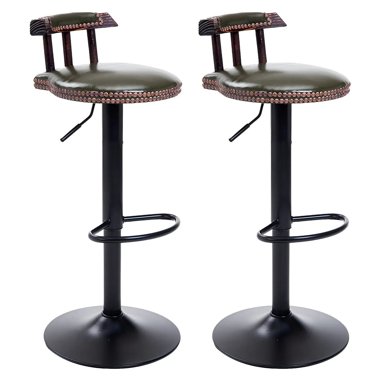 Tabourets de bar ronds en cuir de style industriel, réglables