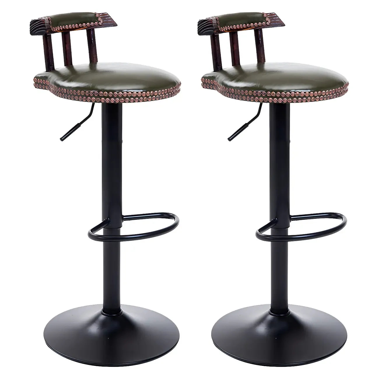 Tabourets de bar ronds en cuir de style industriel, réglables