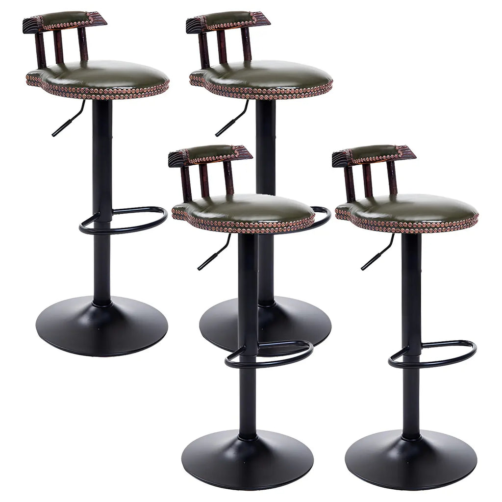 Tabourets de bar ronds en cuir de style industriel, réglables