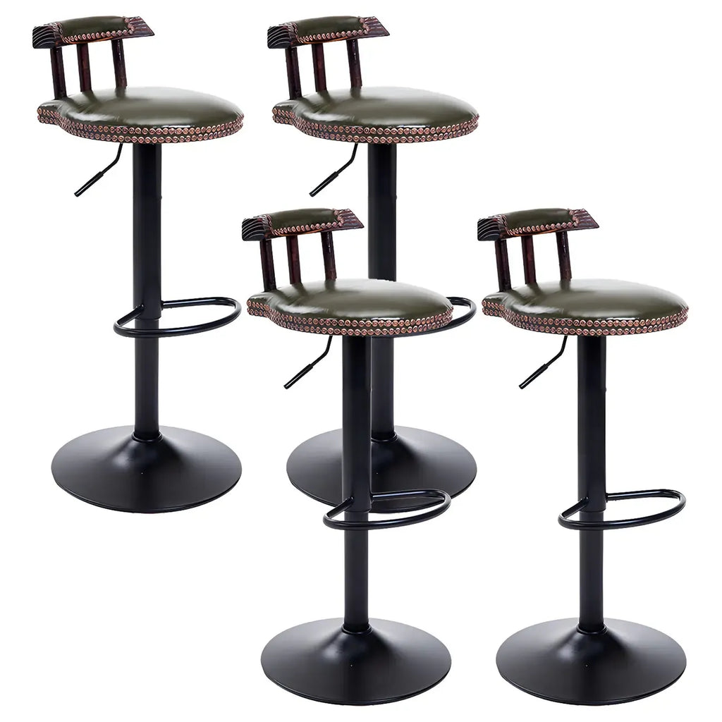 Tabourets de bar ronds en cuir de style industriel, réglables