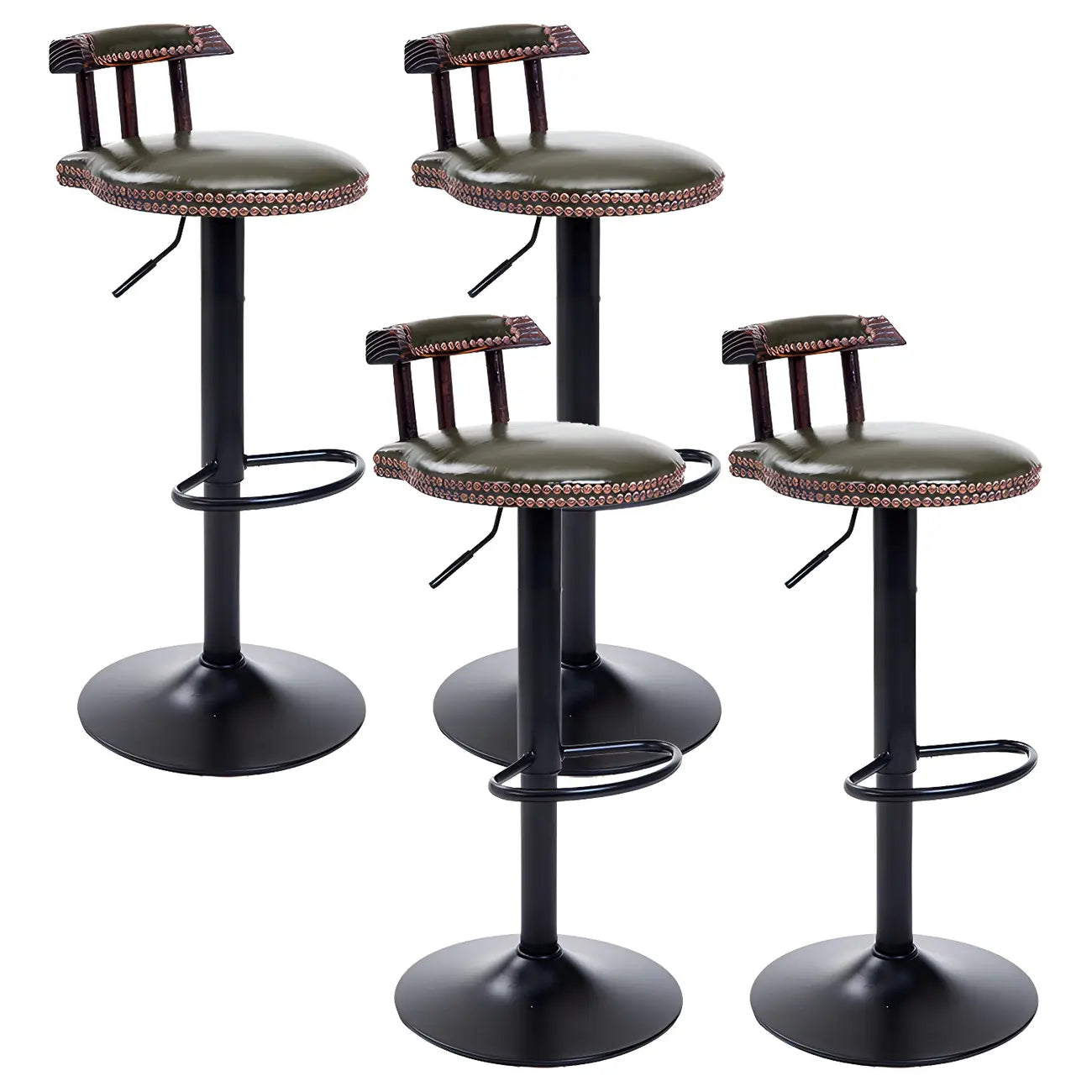 Tabourets de bar ronds en cuir de style industriel, réglables