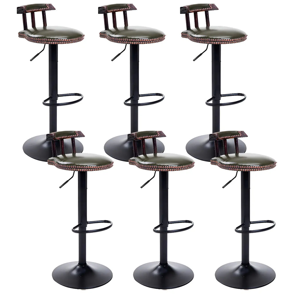 Tabourets de bar ronds en cuir de style industriel, réglables