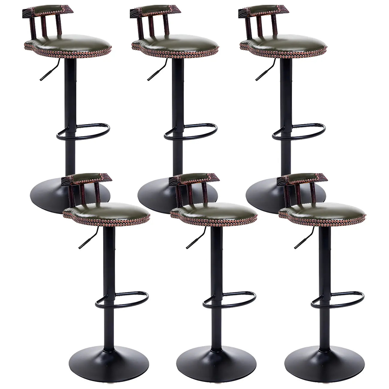 Tabourets de bar ronds en cuir de style industriel, réglables