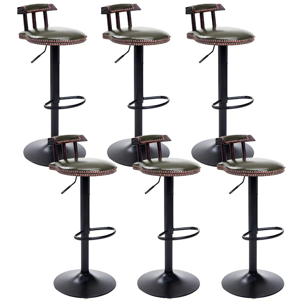 Tabourets de bar ronds en cuir de style industriel, réglables