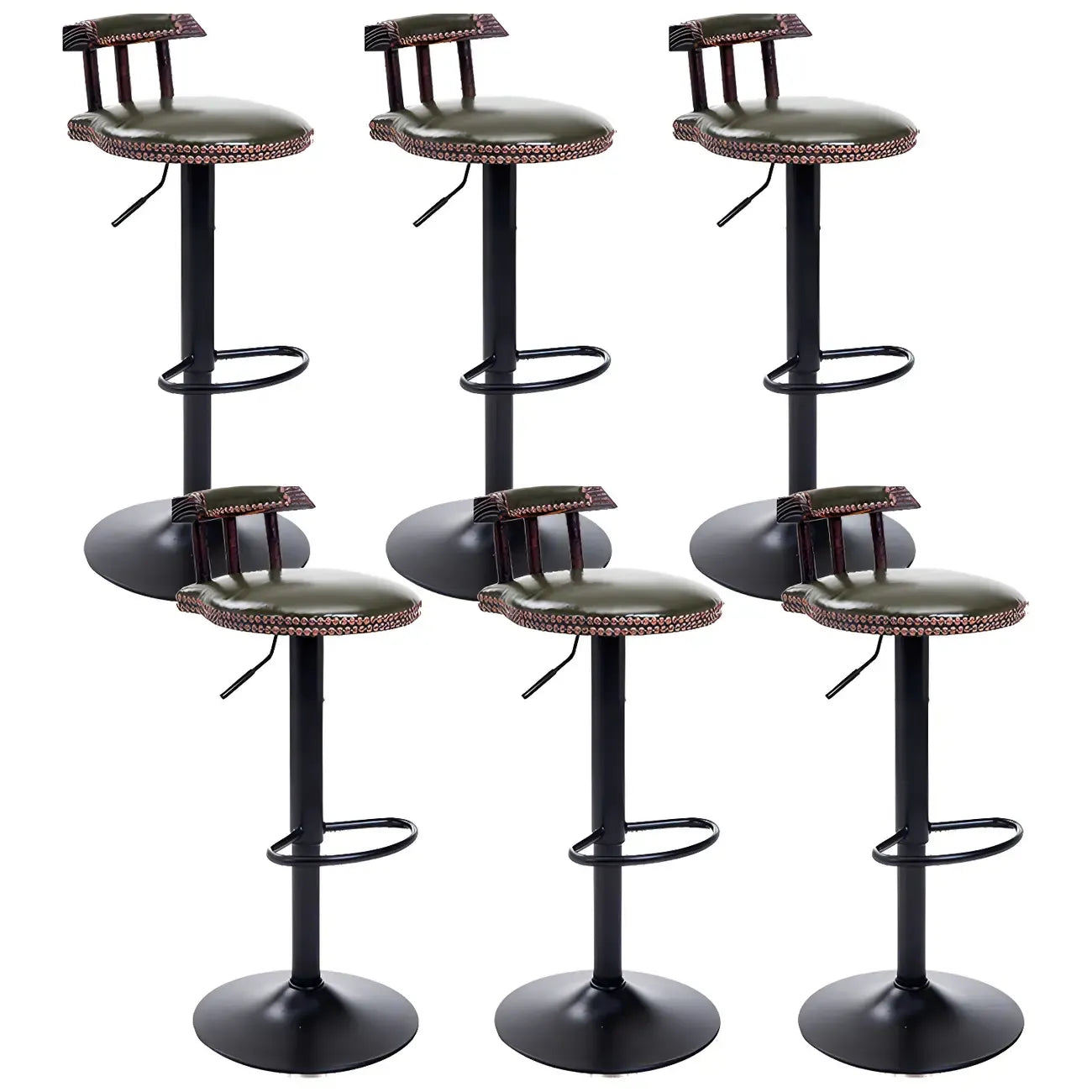 Tabourets de bar ronds en cuir de style industriel, réglables