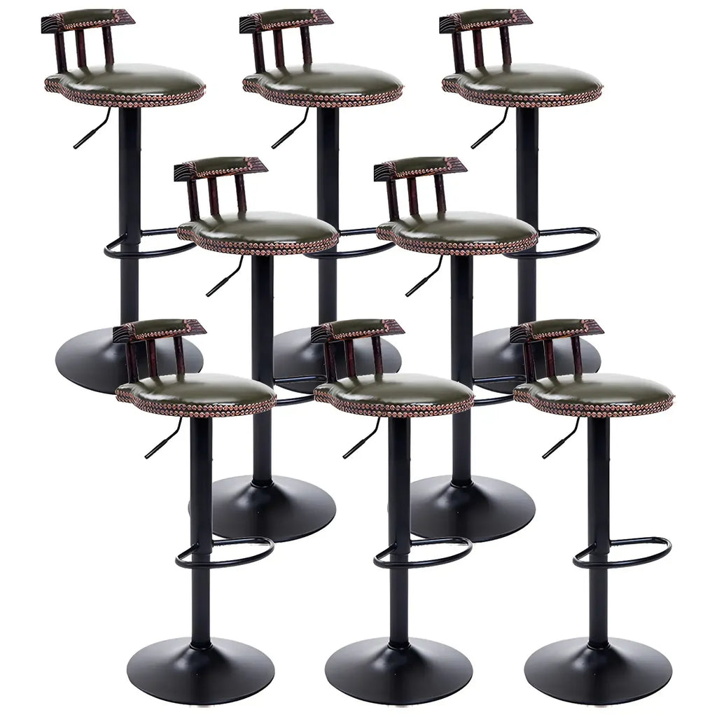 Tabourets de bar ronds en cuir de style industriel, réglables