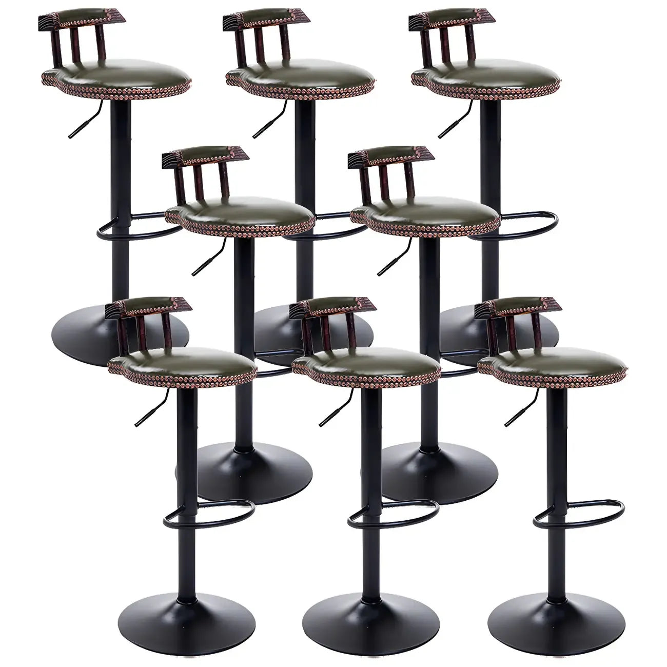 Tabourets de bar ronds en cuir de style industriel, réglables