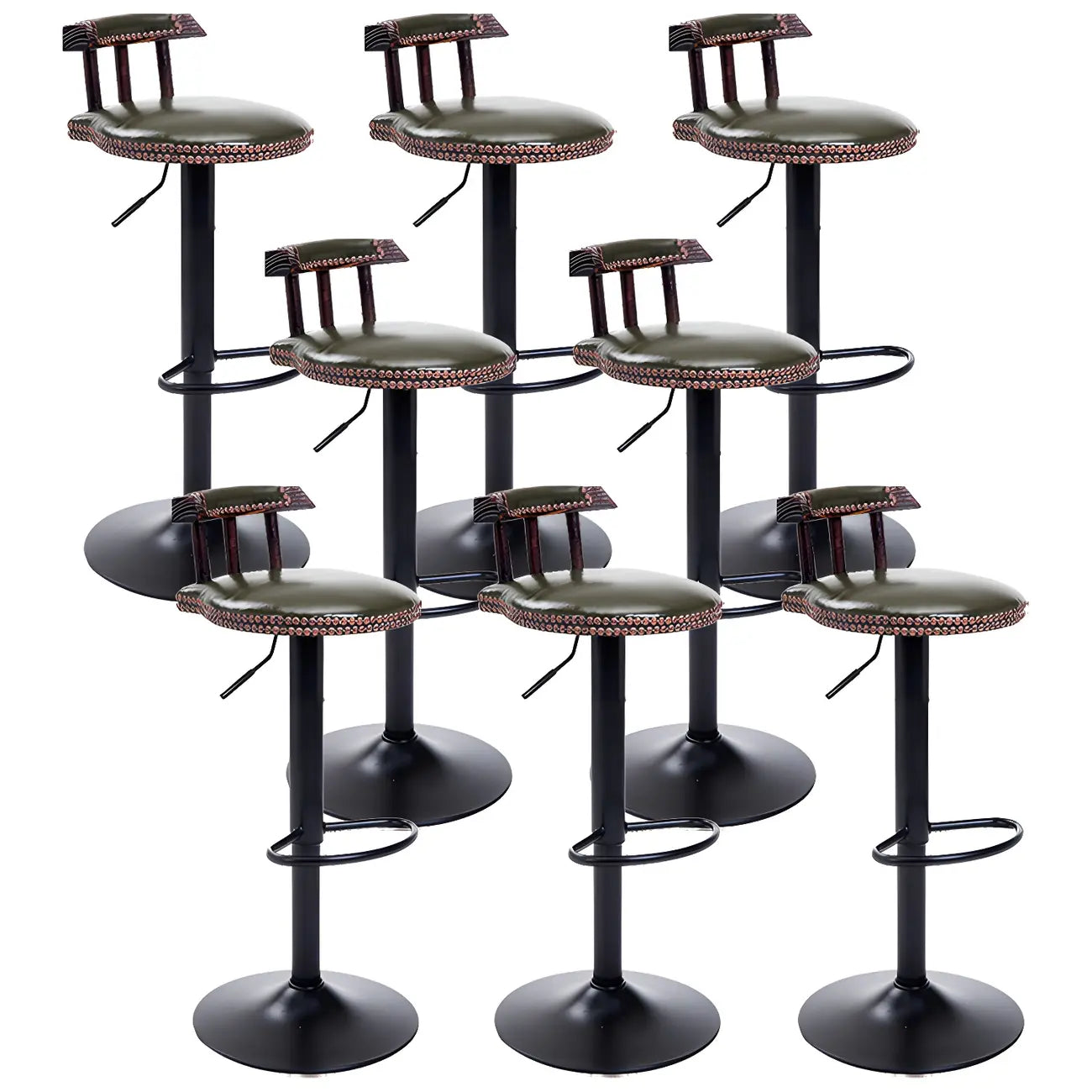 Tabourets de bar ronds en cuir de style industriel, réglables