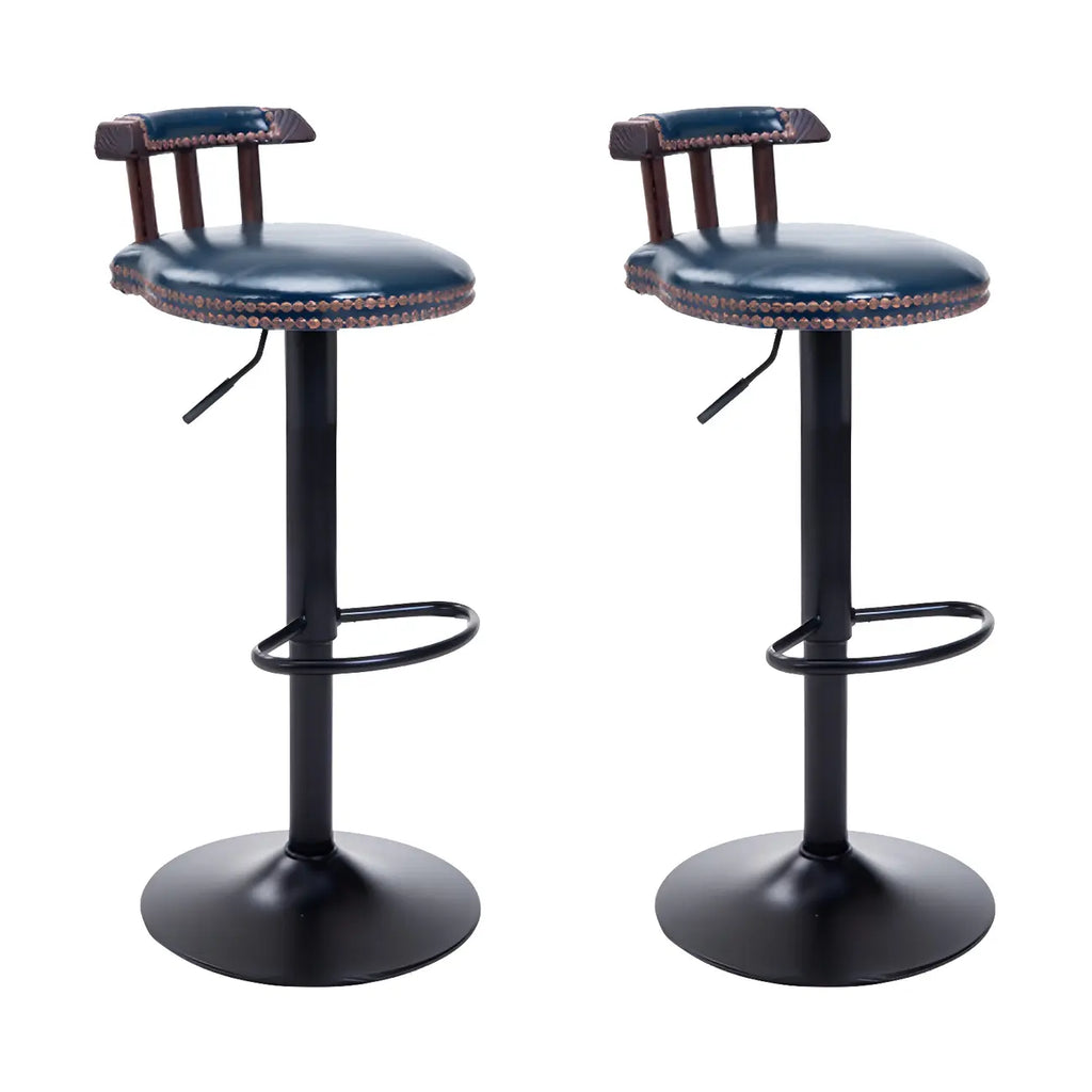 Tabourets de bar ronds en cuir de style industriel, réglables
