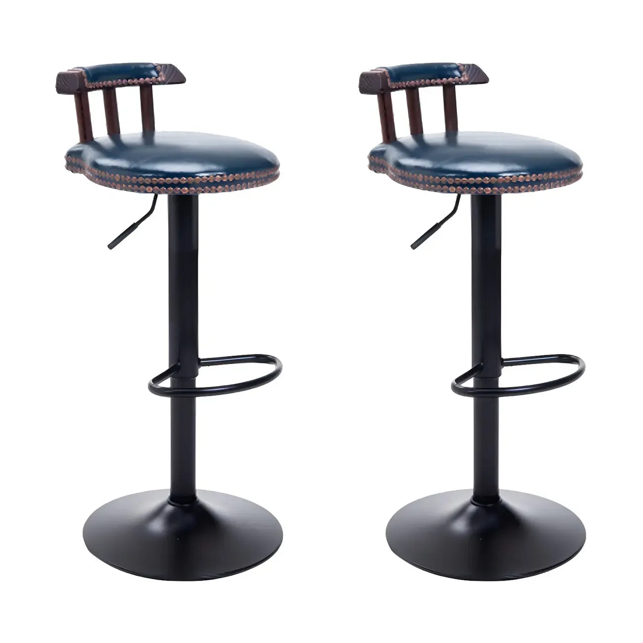 Tabourets de bar ronds en cuir de style industriel, réglables